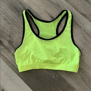 Bright yellow sports bra